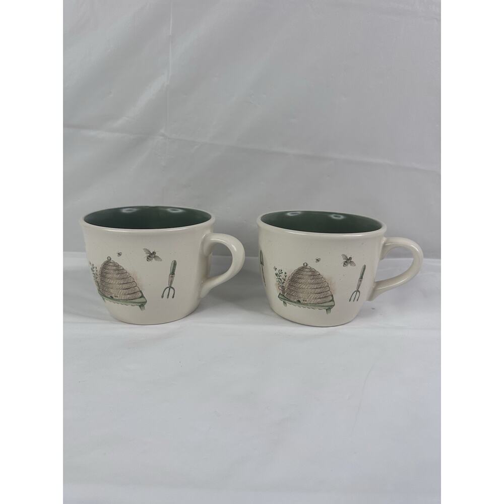 Pfaltzgraff Naturewood Mugs Soup Coffee Gardening Cottage Cabin Set Of 2